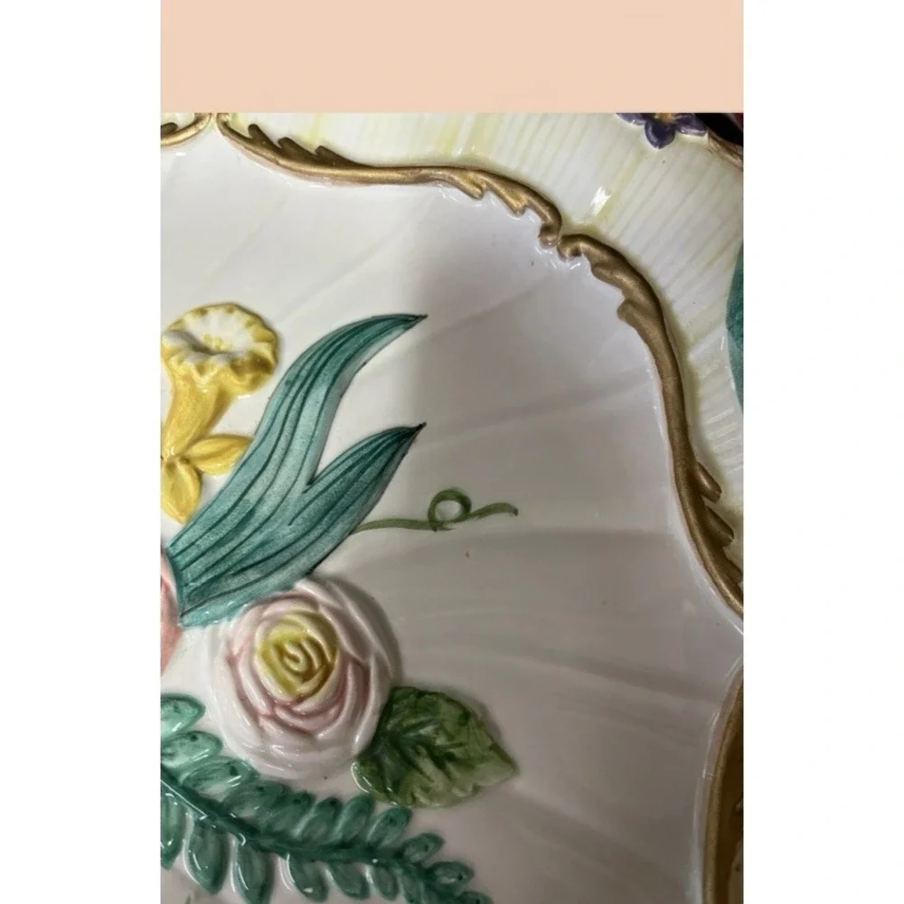 Fitz & Floyd Woodland Spring Large Oval Embossed‎ Serving Platter Floral Flowers